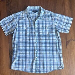 Daniel Cremieux Blue and White Plaid Button Down Classics Shirt, Large